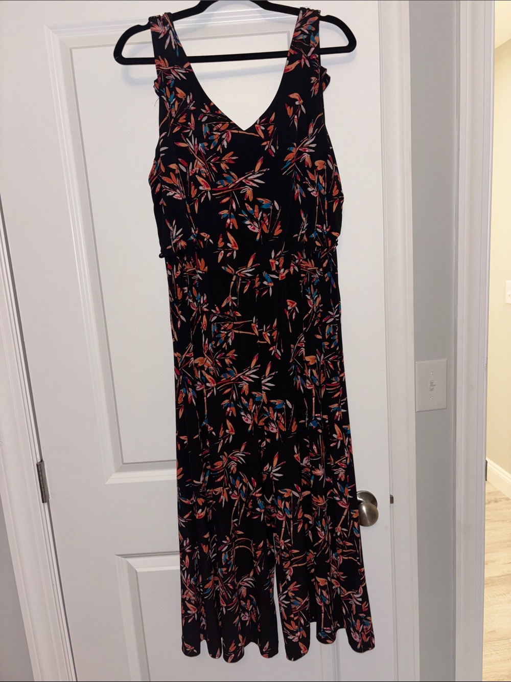 Cynthia Rowley Black Floral-Trim Sleeveless Jumpsuit